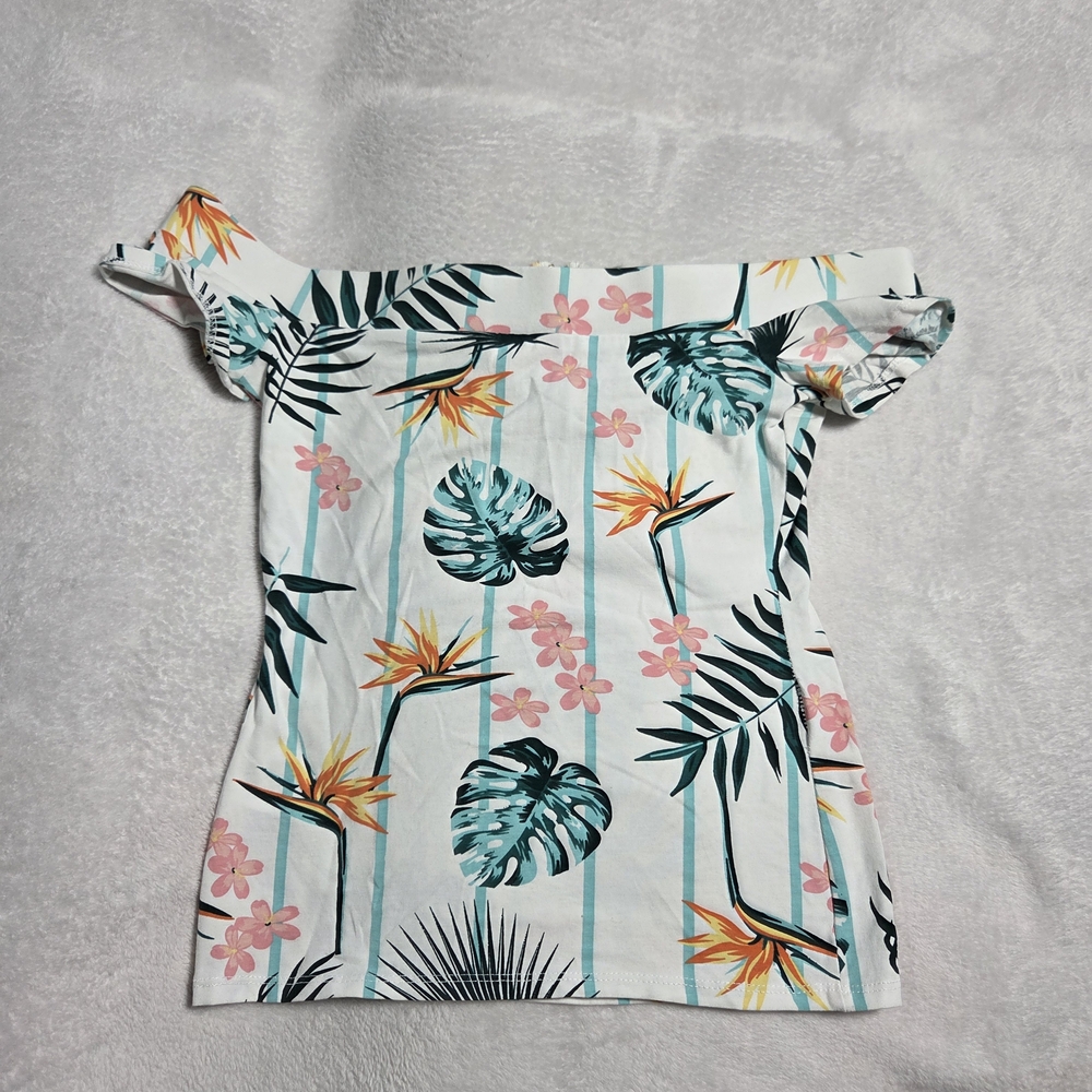 Guess Tropical Print Off-Shoulder Blouse